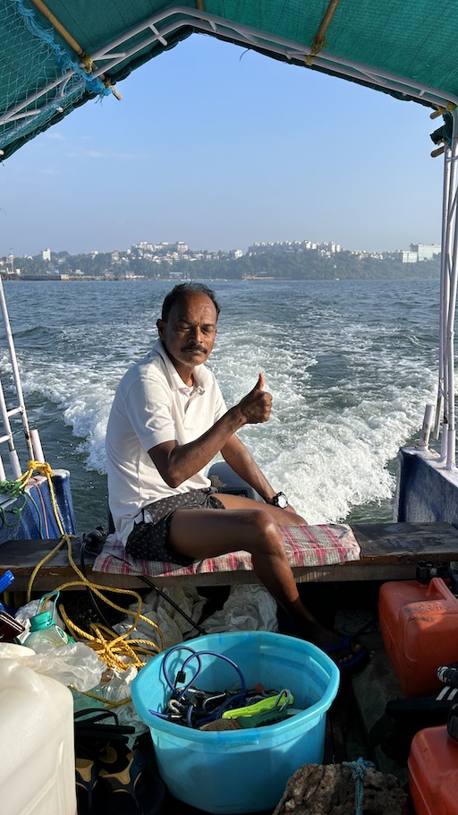 Our boat captain shows a thumbs up to the camera